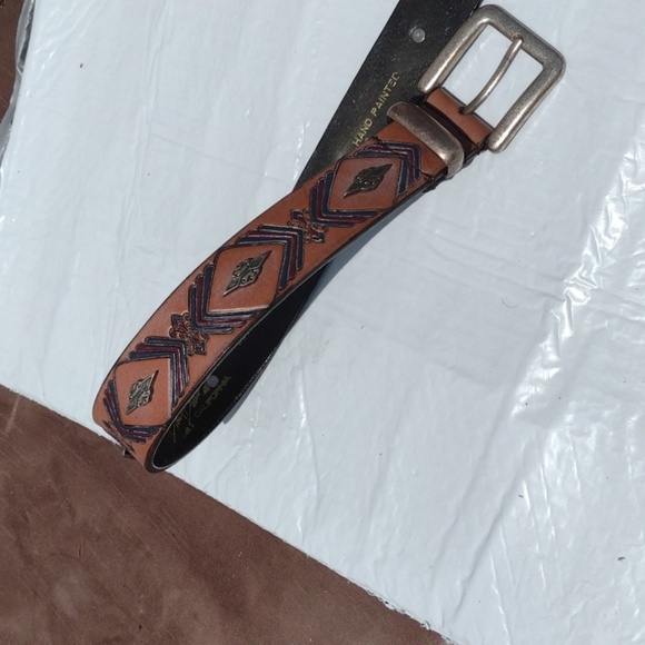 Billy Belts Brown Hand Painted Full GrainLeather Belt size 36 - Picture 3 of 4